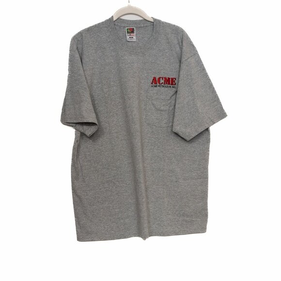 Acme Petroleum Inc Mens Gray T Shirt Round Neck Pocket Pullover Short Sleeve XL - Picture 2 of 8